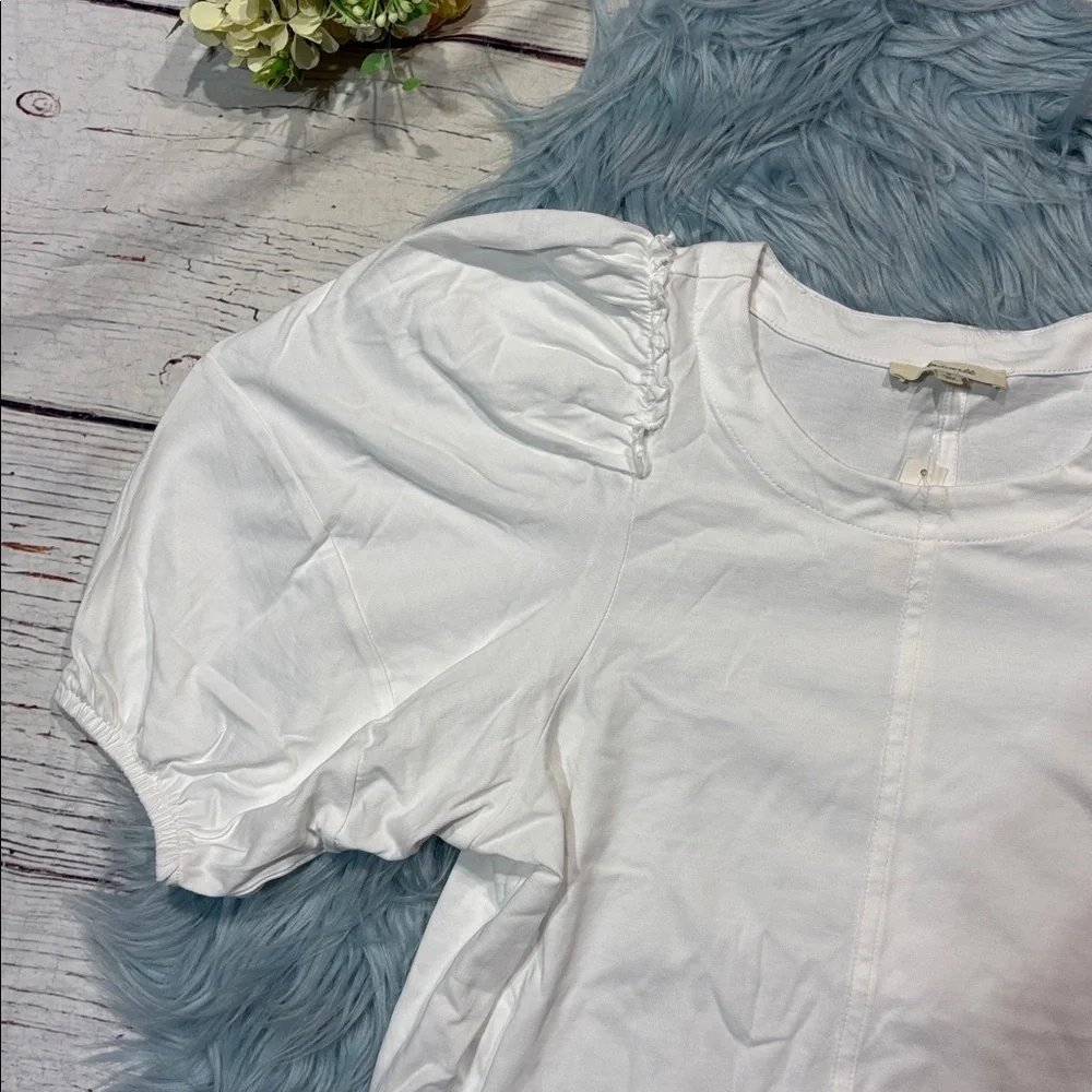 NWT Madewell White Crewneck Puff-Sleeve Tee